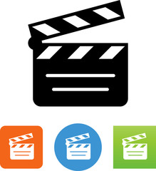 Movie Clapper Board With Text Icon - Illustration