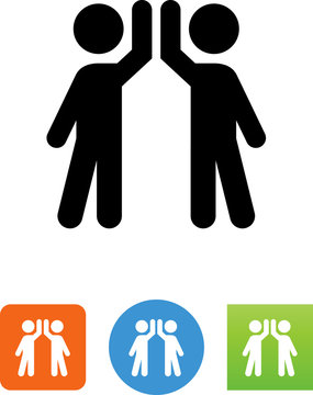 Men Doing A High Five Icon - Illustration
