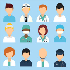 Medical character icons, avatar, people.