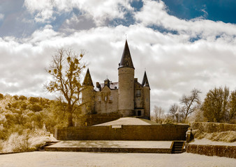 Medieval Veves castle near Namur, infrared view
