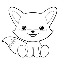 Cute fox clipart coloring activity. Vector illustration