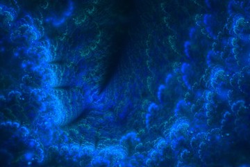 Blue Fractal floral background with a lot of curls