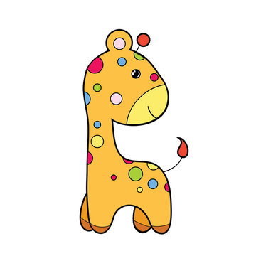 Cute giraffe clipart coloring activity. Vector illustration