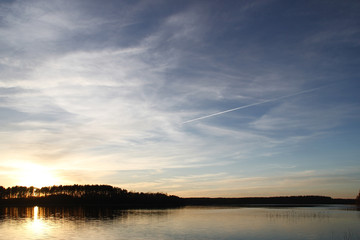 View of the sky and the lake during sunset