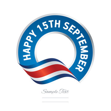 Happy 15th September Costa Rica flag color label logo icon