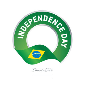 Independence Day Brazil flag ribbon color label logo icon