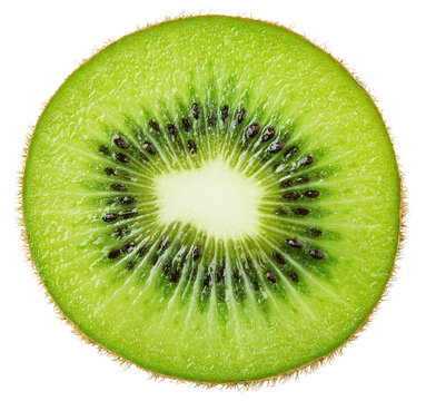 Slice of kiwi fruit isolated on white background