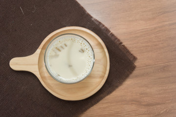 Obraz na płótnie Canvas soy milk with barley jelly and sesame