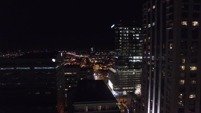 Night time arial shot of denver