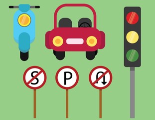 Transportation Set Clip Art Illustration