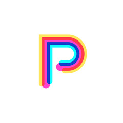  Letter P logo with CMYK logo template, printing services, modern, digital, technology logotype