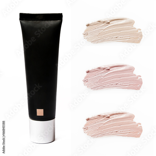 "Foundation container with liquid makeup samples" Stock photo and