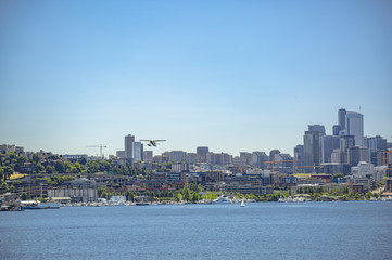 Float plane taking off in Seattle