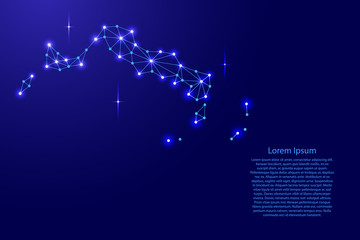 Turks and Caicos Islands map of polygonal mosaic lines network, rays and space stars of vector illustration.
