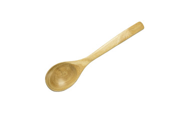 Wooden spoon isolated on white background with clipping path