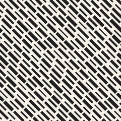 Black and White Irregular Dashed Lines Pattern. Modern Abstract Vector Seamless Background. Stylish Chaotic Stripes Mosaic