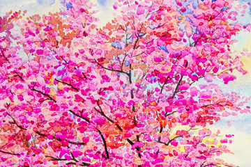 Obraz na płótnie Canvas Colorful of wild himalayan cherry and emotion in abstract background