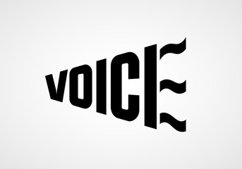 Word Voice in the form of bullhorn. Vector lettering
