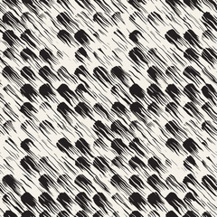 Vector seamless pattern with brush stripes and strokes. Black and white background with ink elements. Hand painted grunge texture.