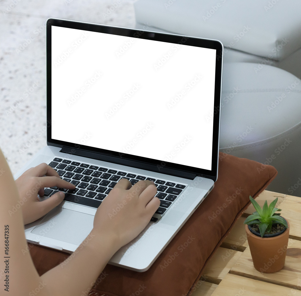 Wall mural workspace background new project on laptop computer with blank copy space screen for your advertisin