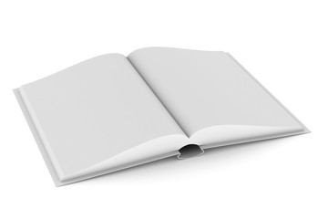 Open book on white background. Isolated 3D illustration