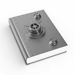 Security book on white background. Isolated 3D illustration