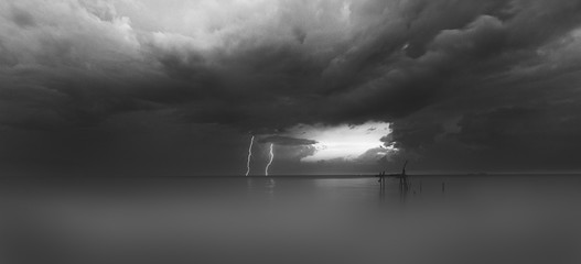 A stormy scene was captured in monochrome.