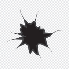 Earth Crack vector, rip through on white transparent background.