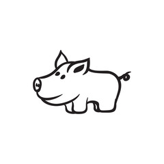 pig animal vector outline