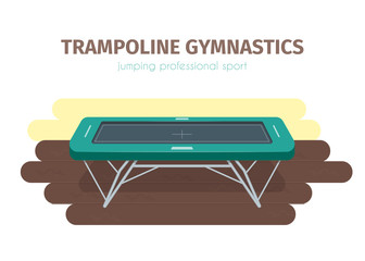 Jumping trampoline flat realistic icon