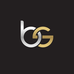 Initial lowercase letter bs, linked overlapping circle chain shape logo, silver gold colors on black background
 
