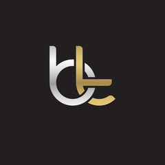 Initial lowercase letter bt, linked overlapping circle chain shape logo, silver gold colors on black background
 
