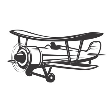 recommend clip art: Vintage airplane illustration isolated on white background. Design elements for logo, label, emblem, sign. Vector illustration