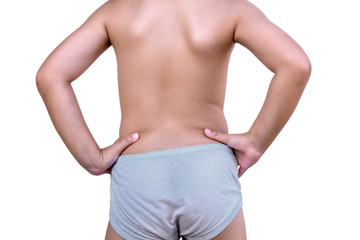 The back of a boy with a heavyset shape