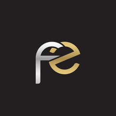 Obraz premium Initial lowercase letter fz, linked overlapping circle chain shape logo, silver gold colors on black background