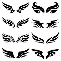 Obraz premium Wings logo elements, Wing icon design collection, vector illustrations.