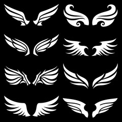 Wings logo elements, Wing icon design collection, vector illustrations.