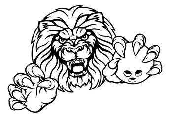 Obraz premium Lion Bowling Ball Sports Mascot