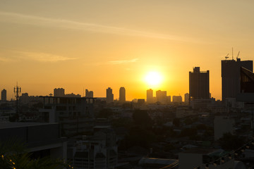 Naklejka premium Sunrise in the morning at Bangkok ,Thailand,