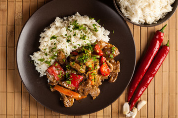 Chinese sticky pork sirloin roasted with a sweet and savory sauc