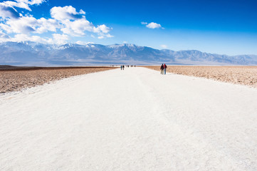 Salted Road of Badwater basin, Death Valley National Park. California.