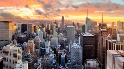 Peel and stick wall murals American Places New York city at sunset, USA