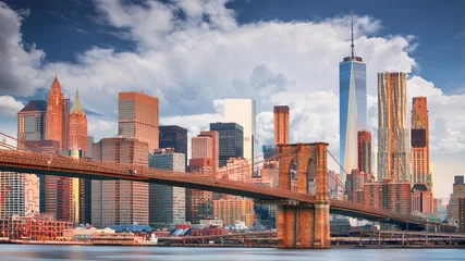 Fotobehang Brooklyn bridge en Manhattan, NYC © TTstudio