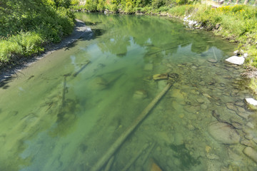Yellow Pink Summer Colors Water Reflection Abstract Wenatchee River Leavenworth Washington