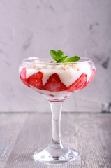 Strawberry trifle in a glass