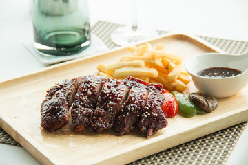  pork bbq ribs, meaty ribs smothered with bbq sauce