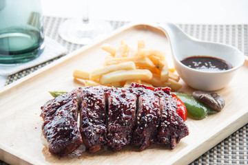 pork bbq ribs, meaty ribs smothered with bbq sauce