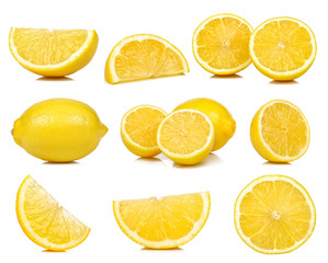 Collection of lemon isolated on white background