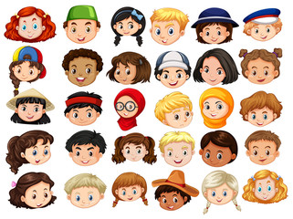 Different faces of happy children