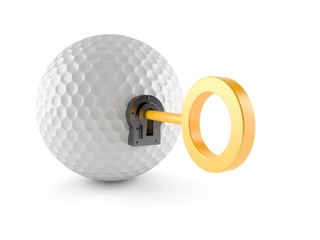 Golf ball with key isoloated